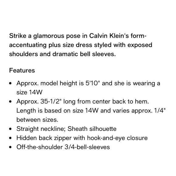 Calvin Klein Off-The-Shoulder Crepe Dress - Size 16W - Picture 3 of 6